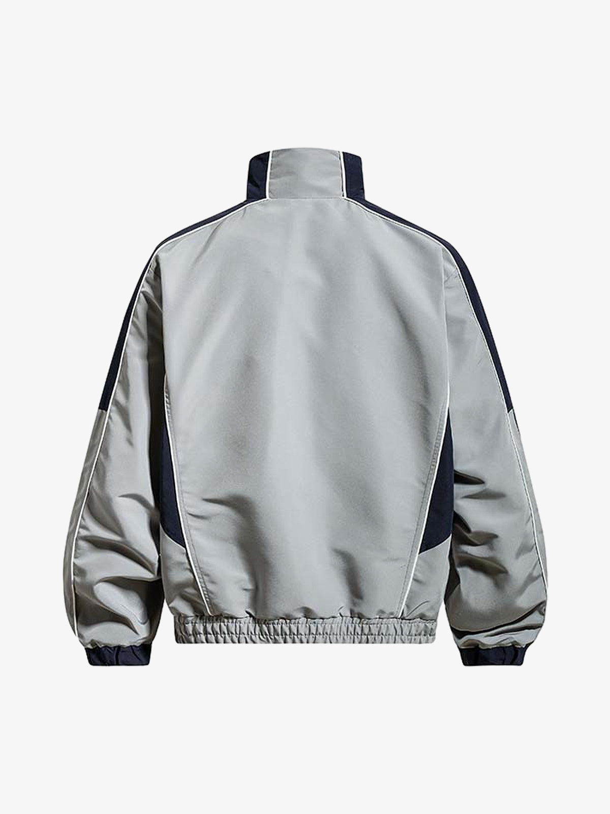 Letter Embroidered Color Block Stand-Collar Jacket