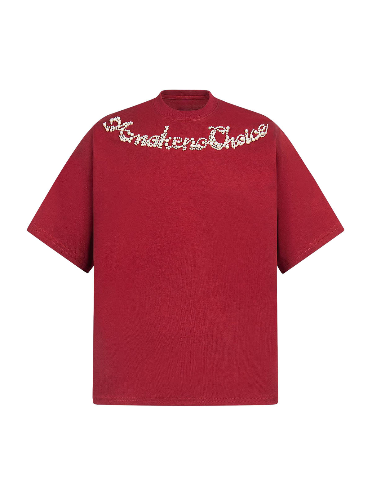 Retro Embroidery Beaded Letter Print T-shirt