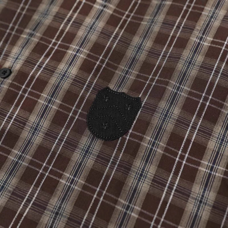 Plaid Long Sleeve Shirt with Unique Contrast Trim 