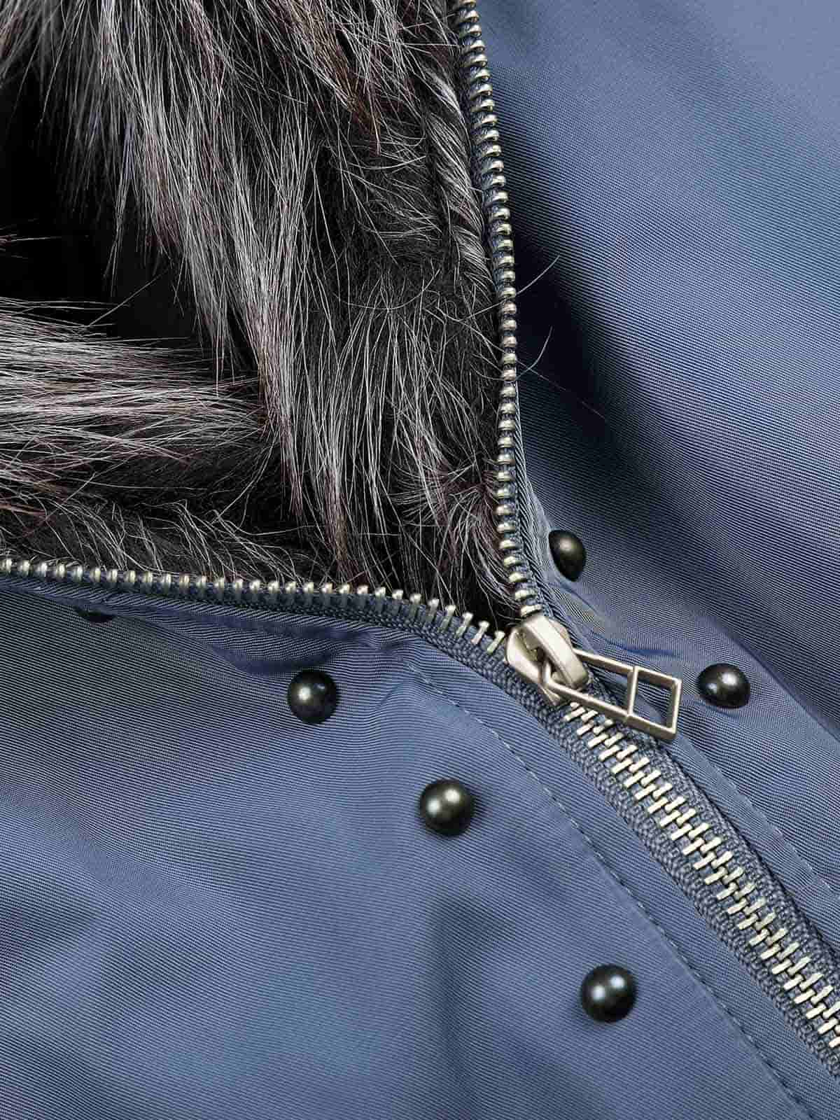Studded Hooded Faux-Fur Collar Padded Coat