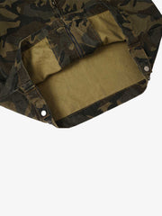 Washed Camo Corduroy-Trim Denim Work Jacket
