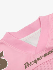 Retro Graphic Flame Number Print Long-Sleeve Jersey T-Shirt 