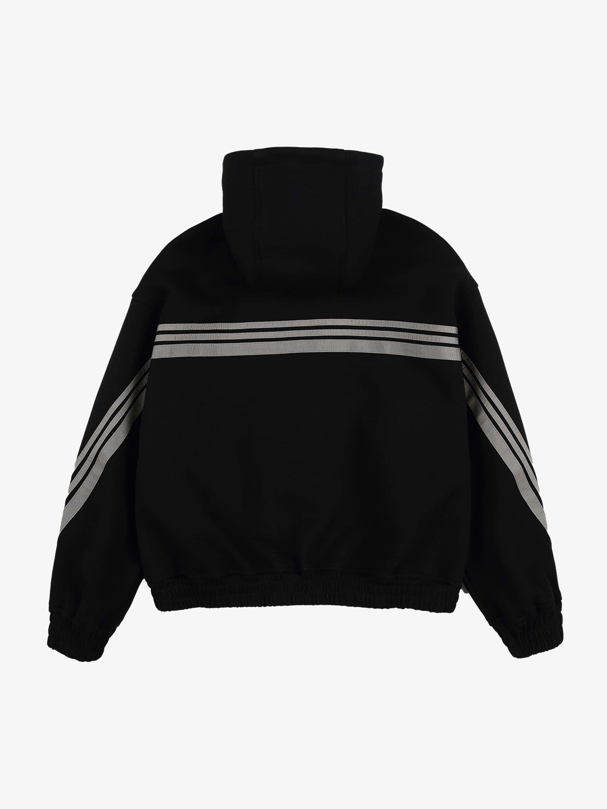 Striped Patchwork Boxy Fit Zip-Up Hoodie