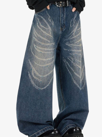 All-Over Rhinestone Embellished Jeans