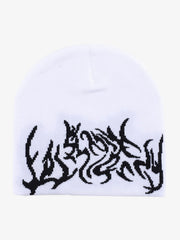 Bonnet en tricot jacquard gothique foncé