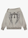 Cross Wing Graphic Rhinestone Sweatshirt