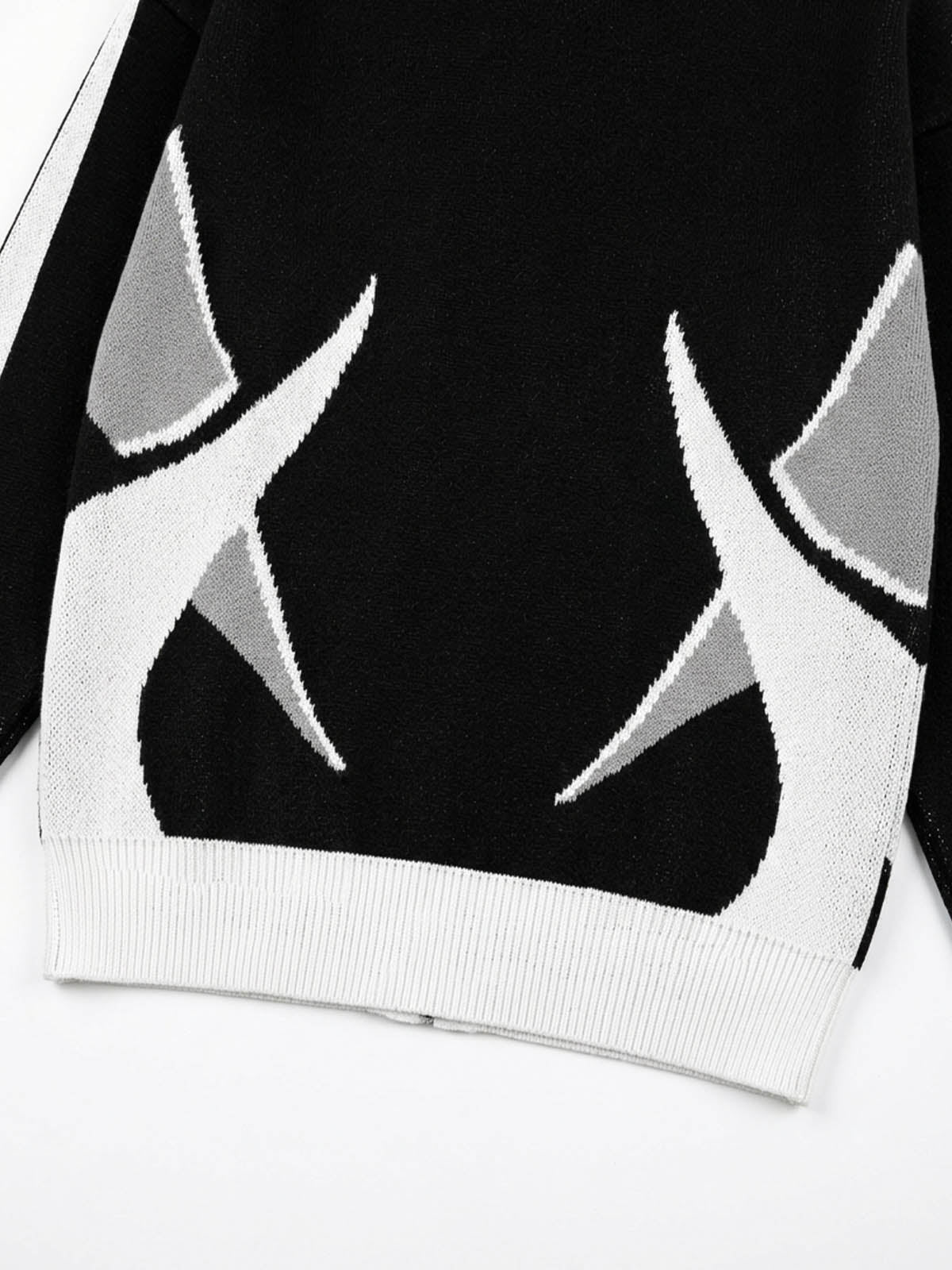 Scorpion Graphic Color Block Stand-Collar Knit Cardigan