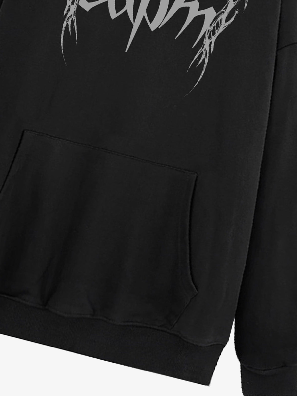 THE SUPERMADE Futuristic spiked pattern gothic style logo font design  Graphic Print Hoodie with Front Pocket 