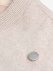 Metallic Print Suede Crew Neck T-Shirt 