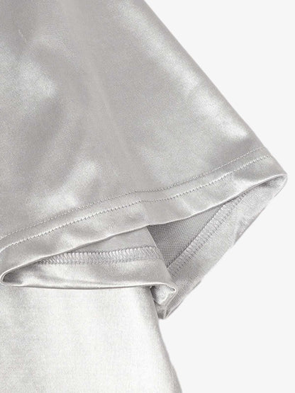 Reflective V-Neck Short Sleeve Top for Casual and Sporty Looks 
