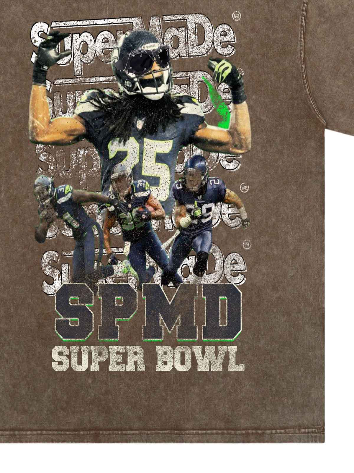 Super Bowl Football Print T-shirt - 2309