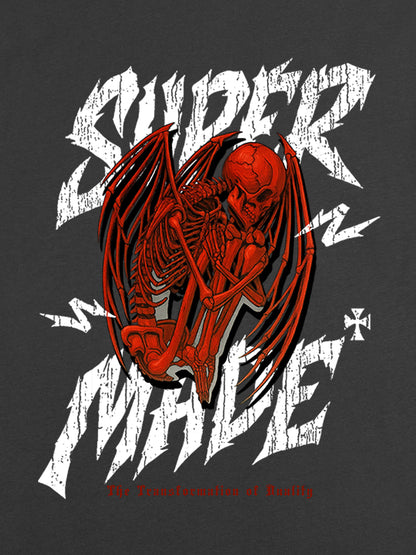Street Angel and Devil Hatching Pattern T-shirt 