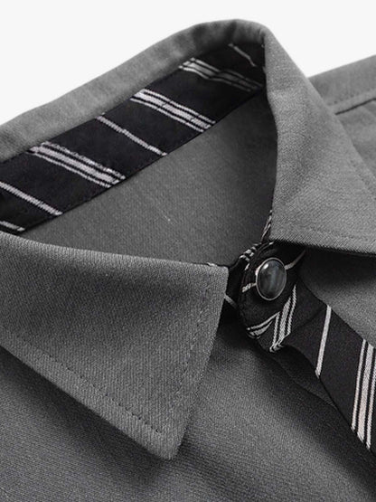 Deconstructed Patchwork Tie Short-sleeved Shirt 