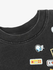 Vintage Gaming Sticker Style Motif Oversized T-Shirt 