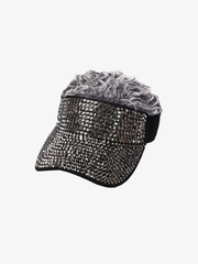 Rhinestone Faux Fur Sun Hat
