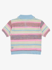 Knitted Striped Polo Shirt for Kids with Colorful Horizontal Patterns and Breathable Design 