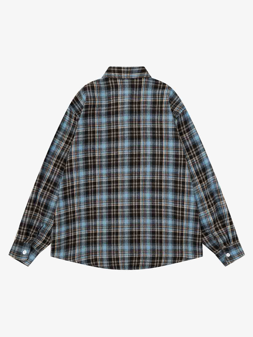 Plaid Splattered Graffiti Long Sleeve Shirt