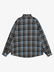 Plaid Splattered Graffiti Long Sleeve Shirt
