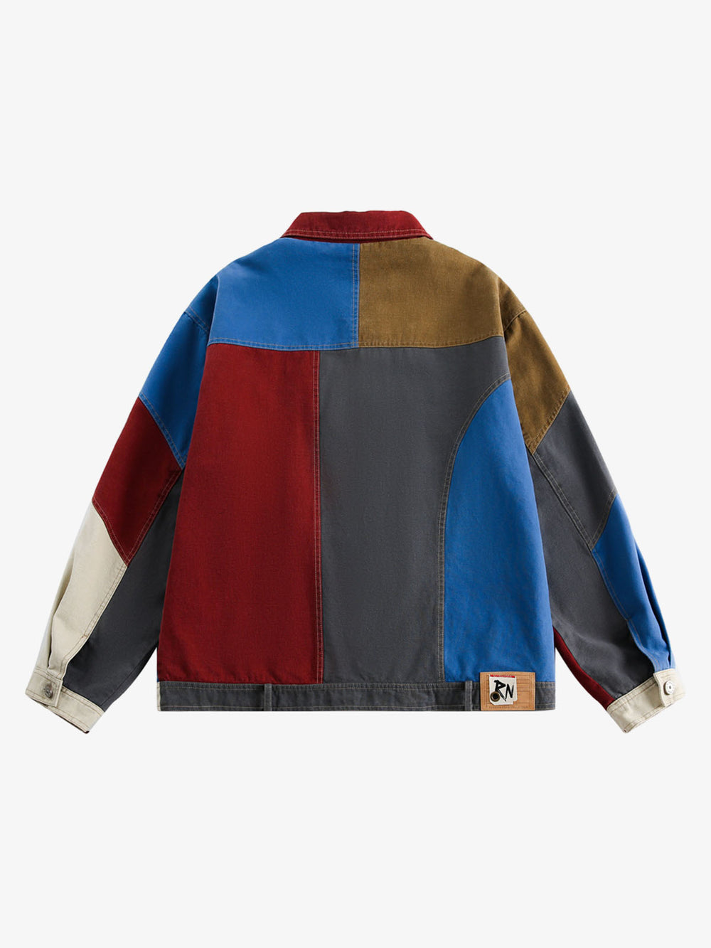 Retro Patchwork Color-block Work Jacket