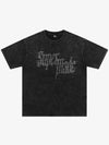 THE SUPERMADE Imitation Diamond Effect LOGO Graphic Tee with Bold Typography Design 