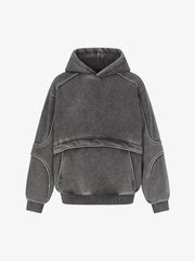 Retro Deconstructed Patchwork Washed Hoodie 