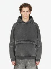 Retro Deconstructed Patchwork Washed Hoodie 