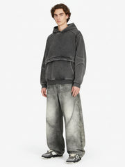 Retro Deconstructed Patchwork Washed Hoodie 