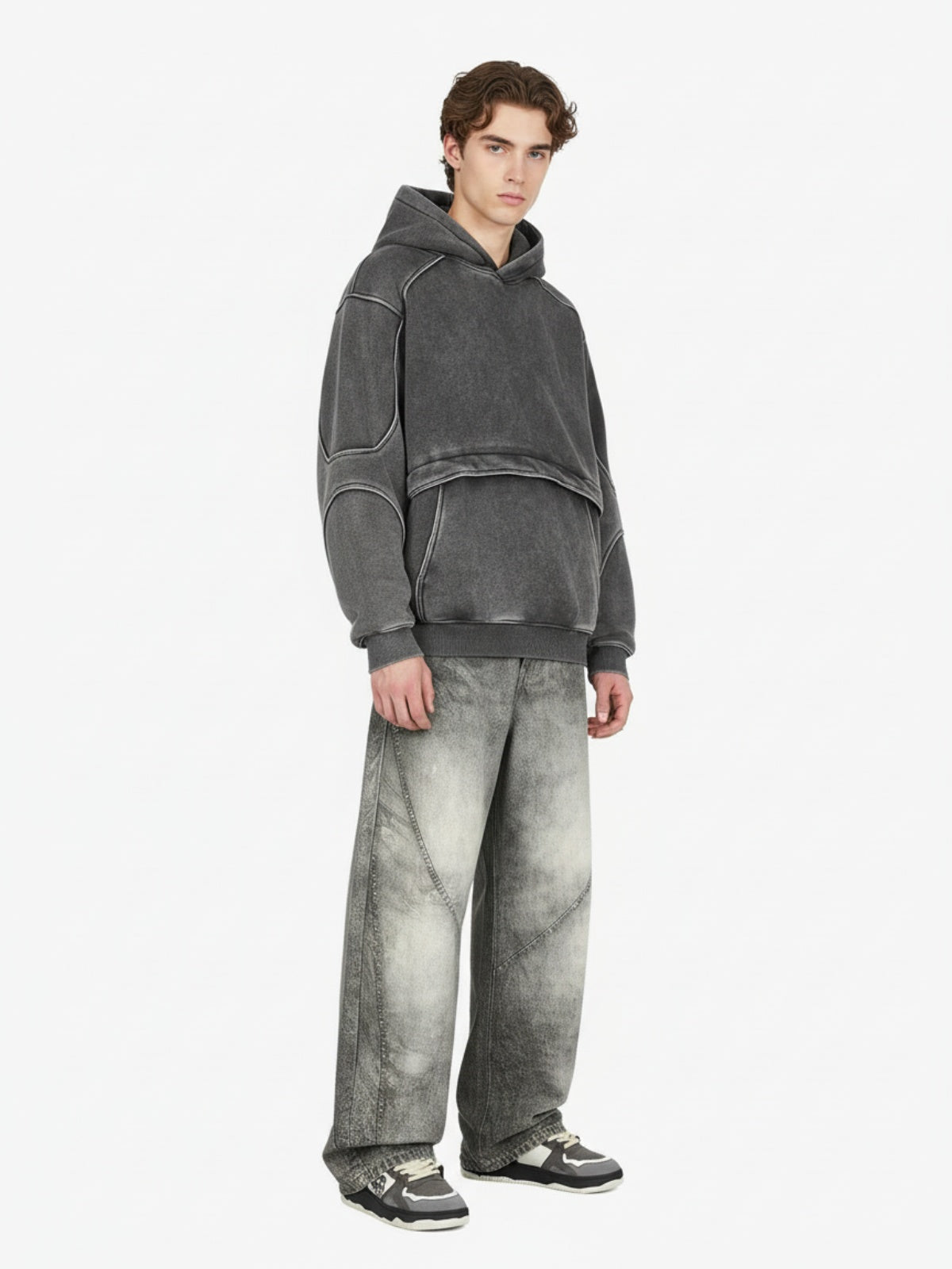 Vintage Heavy Distressed Washed Barrel Jeans 