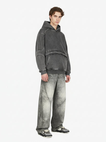 Vintage Heavy Distressed Washed Barrel Jeans 