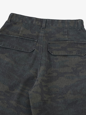 Retro Camo Multi-Pocket Cargo Barrel Pants 