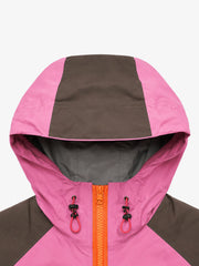 Kurzer, bestickter Windbreaker mit Kapuze in Farbblock-Optik