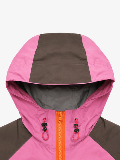 Color Block Embroidered Cropped Hooded Windbreaker