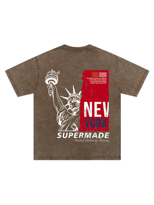 Orginal Statue of Liberty Splicing Graffiti Independence Day T-shir 