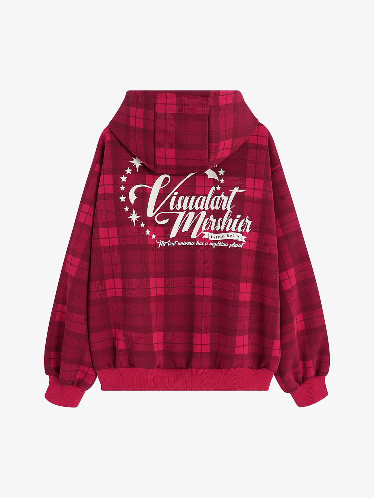 Plaid Hooded Jacket with Bold Lettering for Casual Style 