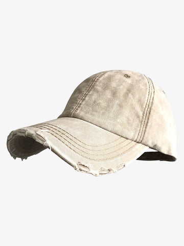 Washed Distressed Frayed Brim Baseball Cap 