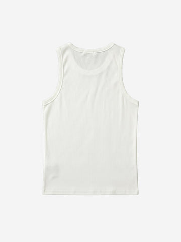 Stretch ribbed fabric punk y2k streetwear vest, adorned with metal buttonholes and letter embroidery.
