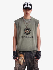 Grommet Side Washed Sleeveless T-Shirt 