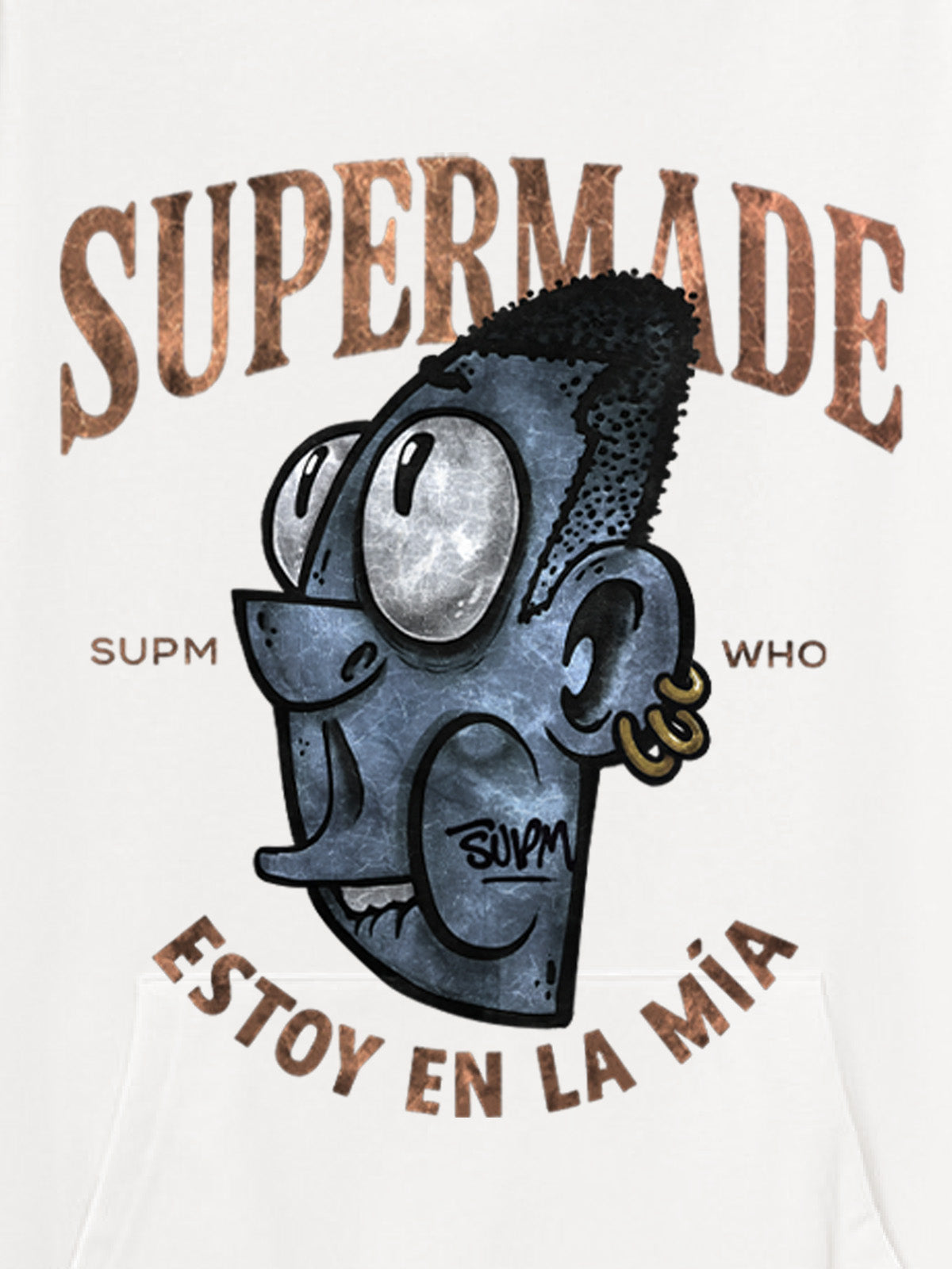 Thesupermade Street Trend Cool Blue Cartoon Big Head Hooded Sweatshirt 