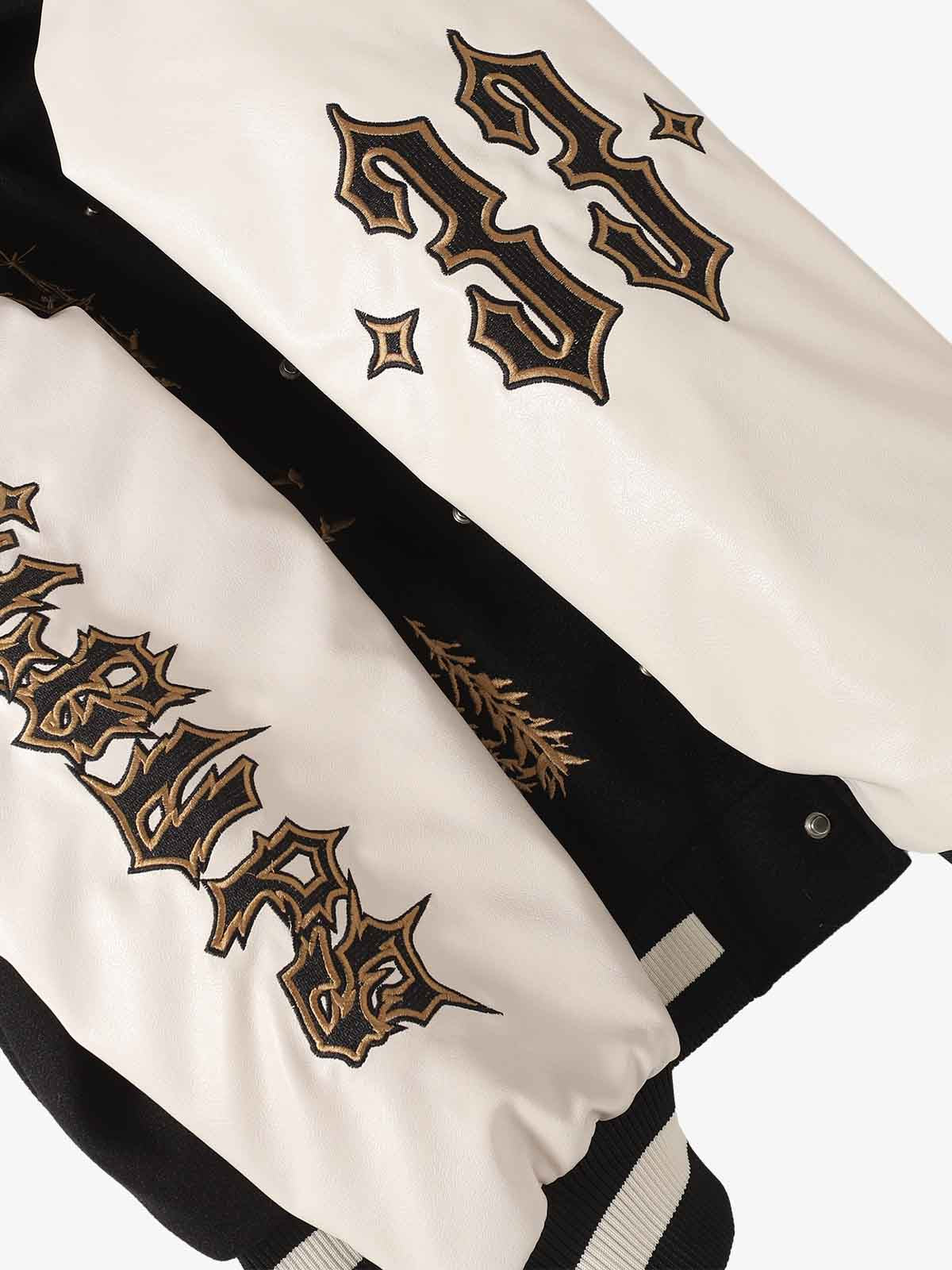 Gothic Gold Embroidered Varsity Jacket