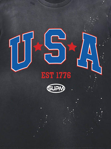 USA Graphic Splatter Washed T-Shirt 