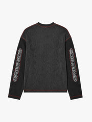 Gear Graphic Color Block Washed Waffle Long Sleeve Tee