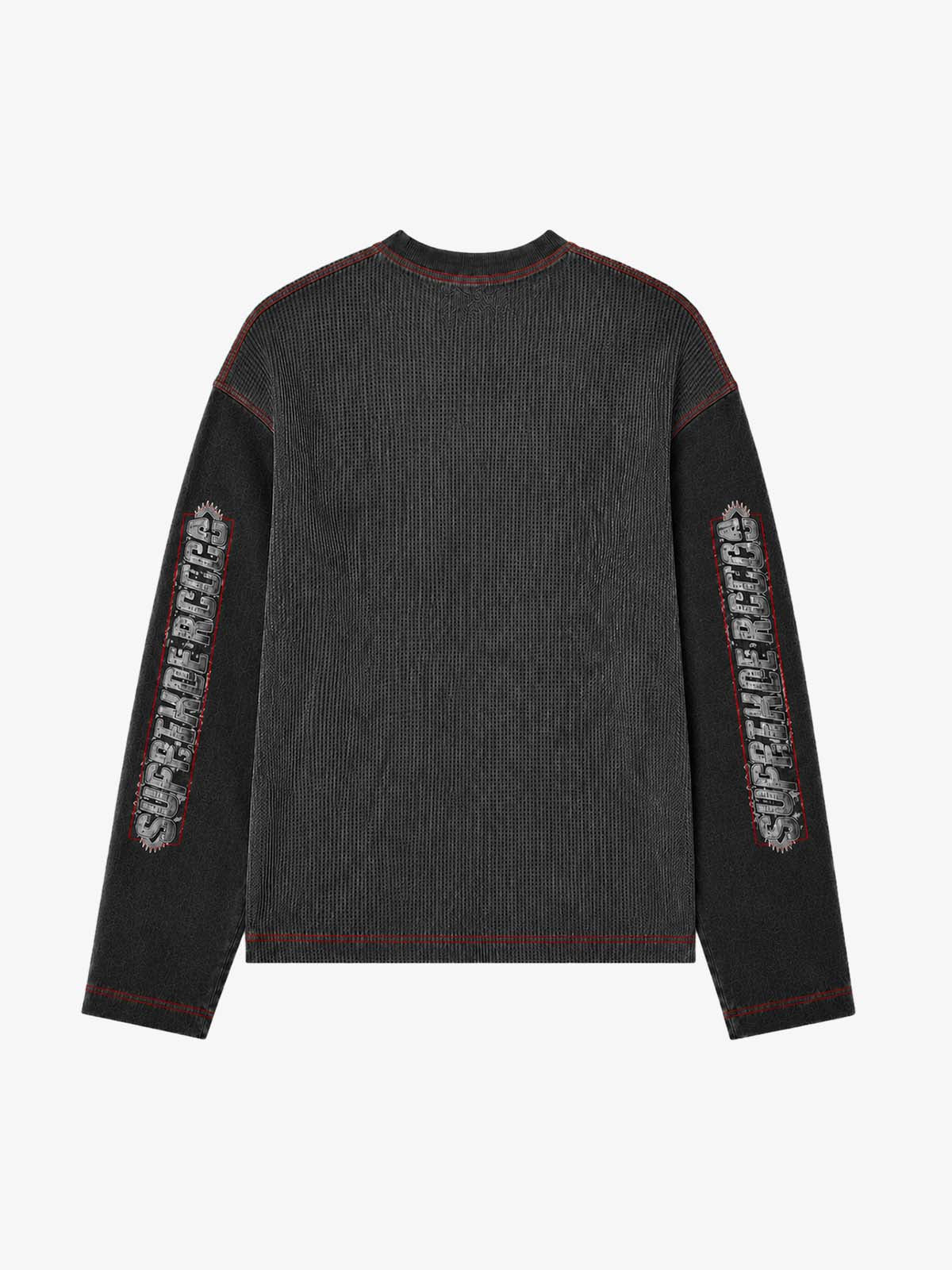 Gear Graphic Color Block Washed Waffle Long Sleeve Tee