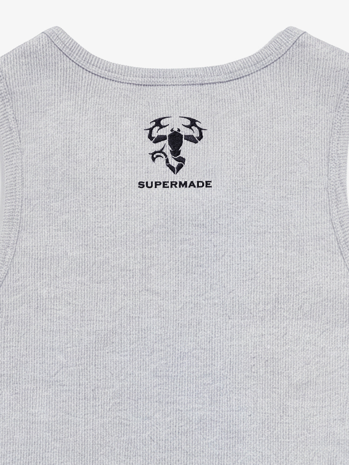 Cotton-blend black, white and gray vest with scorpion embroidered logo and deformed logo print 