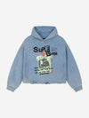 Band Graphic Washed Distressed Hoodie