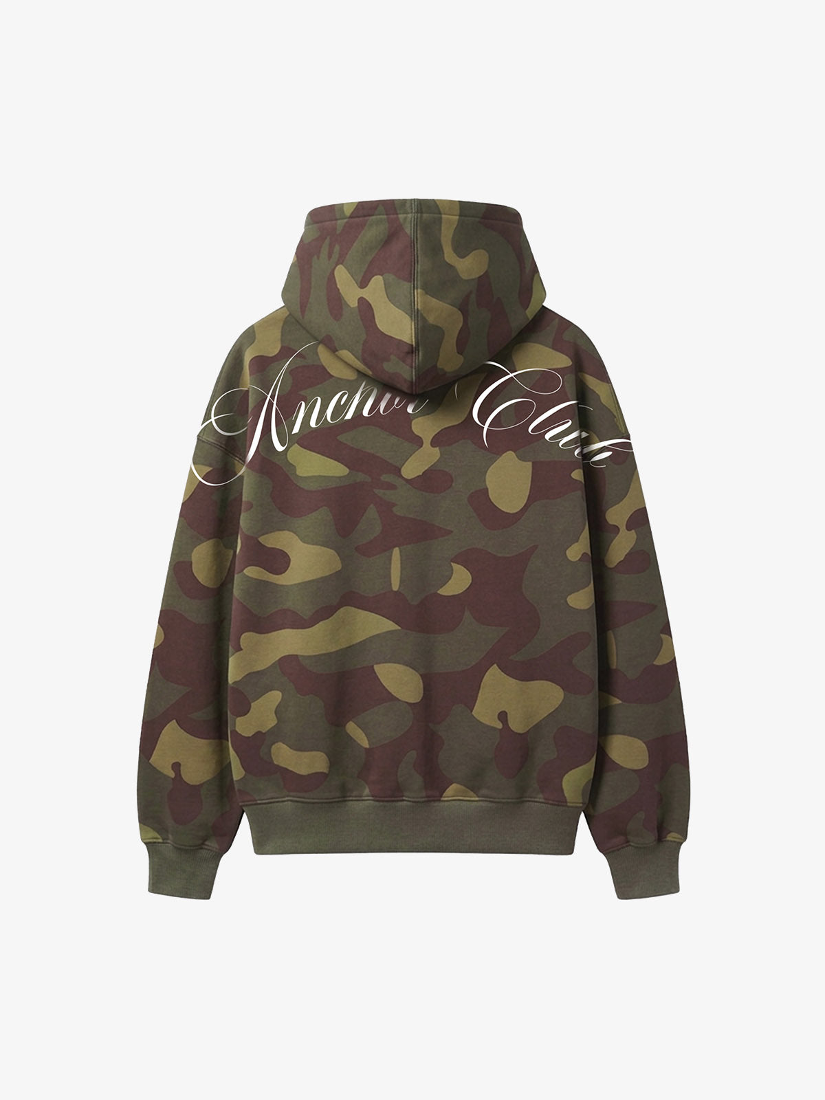 Camo Skull Graphic Zip Hoodie & Wide-Leg Sweatpants Set