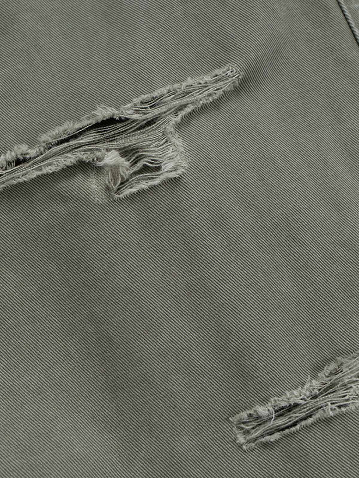 Camouflage Patchwork Whisker Baggy Jeans 