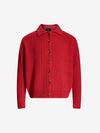 Stylish Red Knit Cardigan with Classic Button Closure 