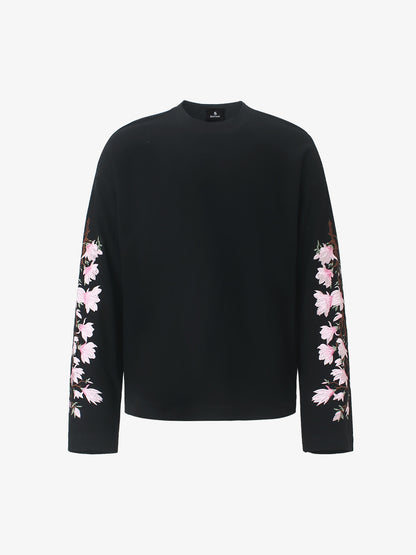 Floral Embroidered Waffle Long Sleeve Tee