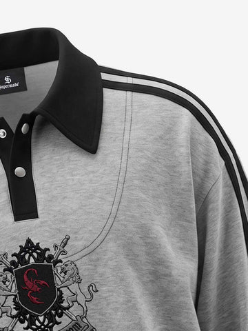 Scorpion Appliqué Color Block Striped Tracksuit