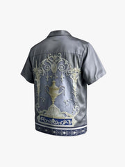 Baroque Sea Satin Camp Collar Boxy Shirt 
